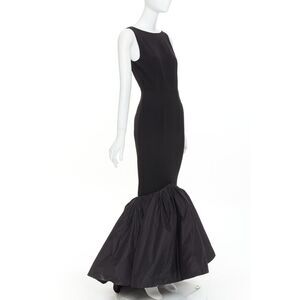 rare ALEXANDRE VAUTHIER COUTURE SS2025 Runway black volume taffeta trumpet gown